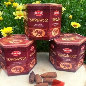 3 Packs Sandalwood backflow incense cones - 120 incense cones